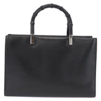 Gucci Vintage Bamboo Handle Bag Leather Black Leather Handbag (Authentic Pre-Loved)