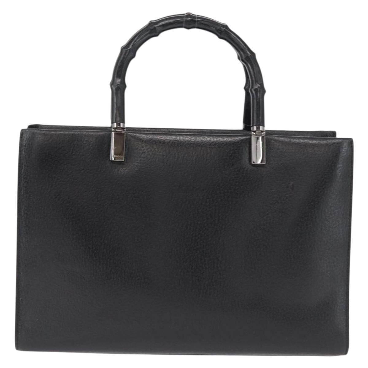 Gucci Vintage Bamboo Handle Bag Leather Black Leather Handbag (Authentic Pre-Loved)