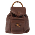 Gucci Vintage Bamboo Backpack Leather Brown Leather Backpack Bag (Authentic Pre-Loved)