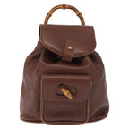 Gucci Vintage Bamboo Backpack Leather Brown Leather Backpack Bag (Authentic Pre-Loved)