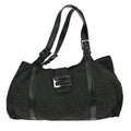 Fendi Belted Shoulder Bag Zucchino Canvas Black Canvas Handbag (Authentic Pre-Loved)