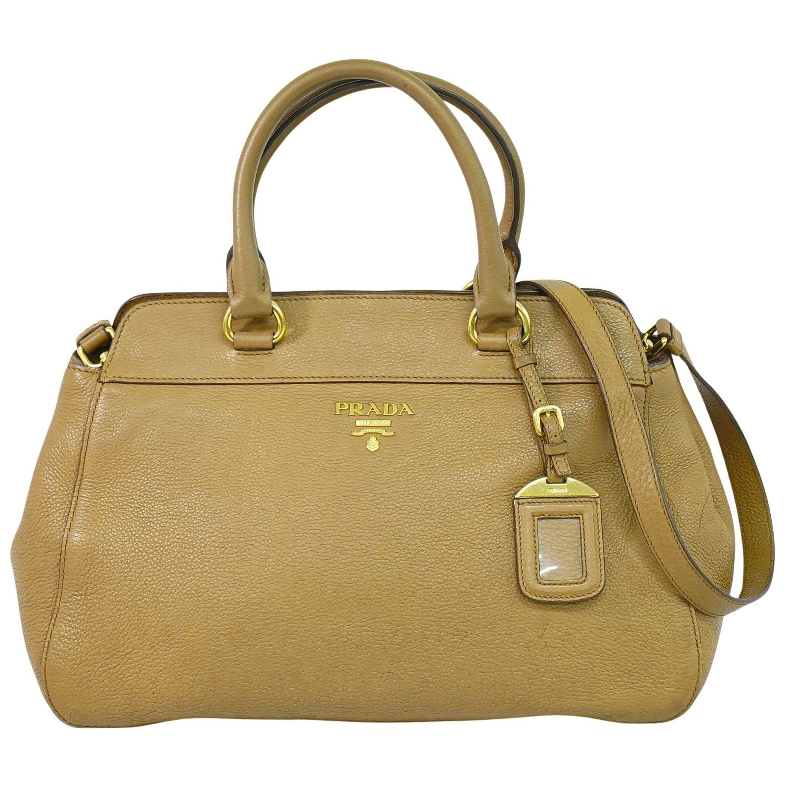 Prada Vintage Handbag Leather Beige Leather Handbag (Authentic Pre-Loved)