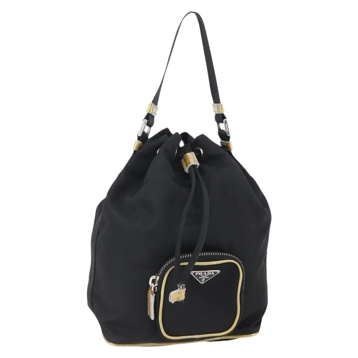 Prada Duet Drawstring Bucket Bag Tessuto Black Nylon Bag (Authentic Pre-Loved)