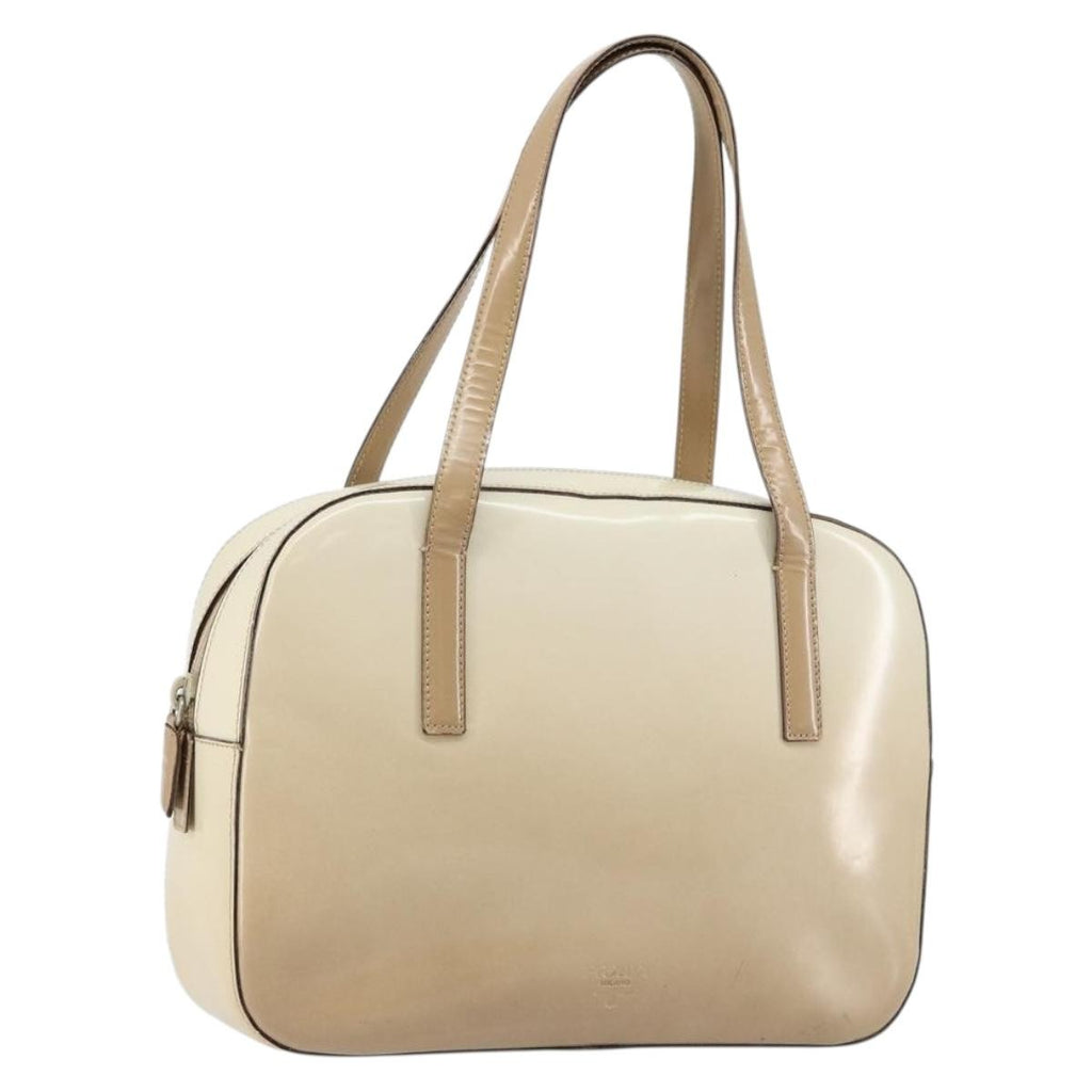 Prada Re-Edition 1995 Handbag Patent Leather Beige Patent_Leather Handbag (Authentic Pre-Loved)