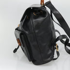 Gucci Vintage Bamboo Backpack Leather Black Leather Backpack Bag (Authentic Pre-Loved)