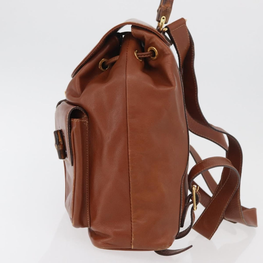 Gucci Vintage Bamboo Backpack Leather Brown Leather Backpack Bag (Pre-Loved)