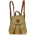 Celine Vintage Macadam Backpack Canvas And Leather Beige Canvas Backpack Bag (Authentic Pre-Loved)
