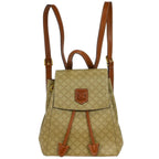 Celine Vintage Macadam Backpack Canvas And Leather Beige Canvas Backpack Bag (Authentic Pre-Loved)