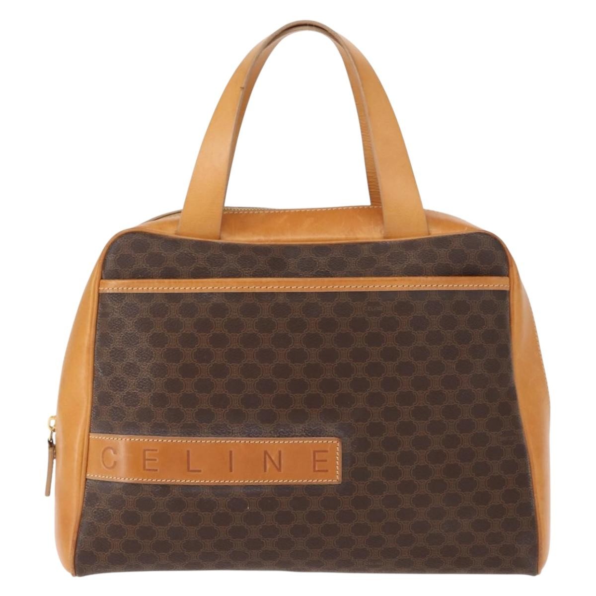Celine Vintage Macadam Handbag Canvas And Leather Brown Canvas Handbag (Authentic Pre-Loved)