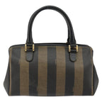 Fendi Vintage Pequin Boston Bag Coated Canvas Black Canvas Bag (Authentic Pre-Loved)