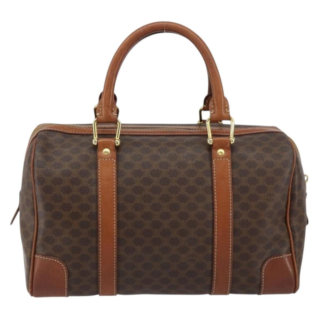 Celine Vintage Macadam Boston Bag Canvas Brown Canvas Handbag (Authentic Pre-Loved)