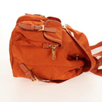 Prada Vela Double Front Pocket Backpack Tessuto With Saffiano Leather Orange Nylon Backpack Bag (Authentic Pre-Loved)