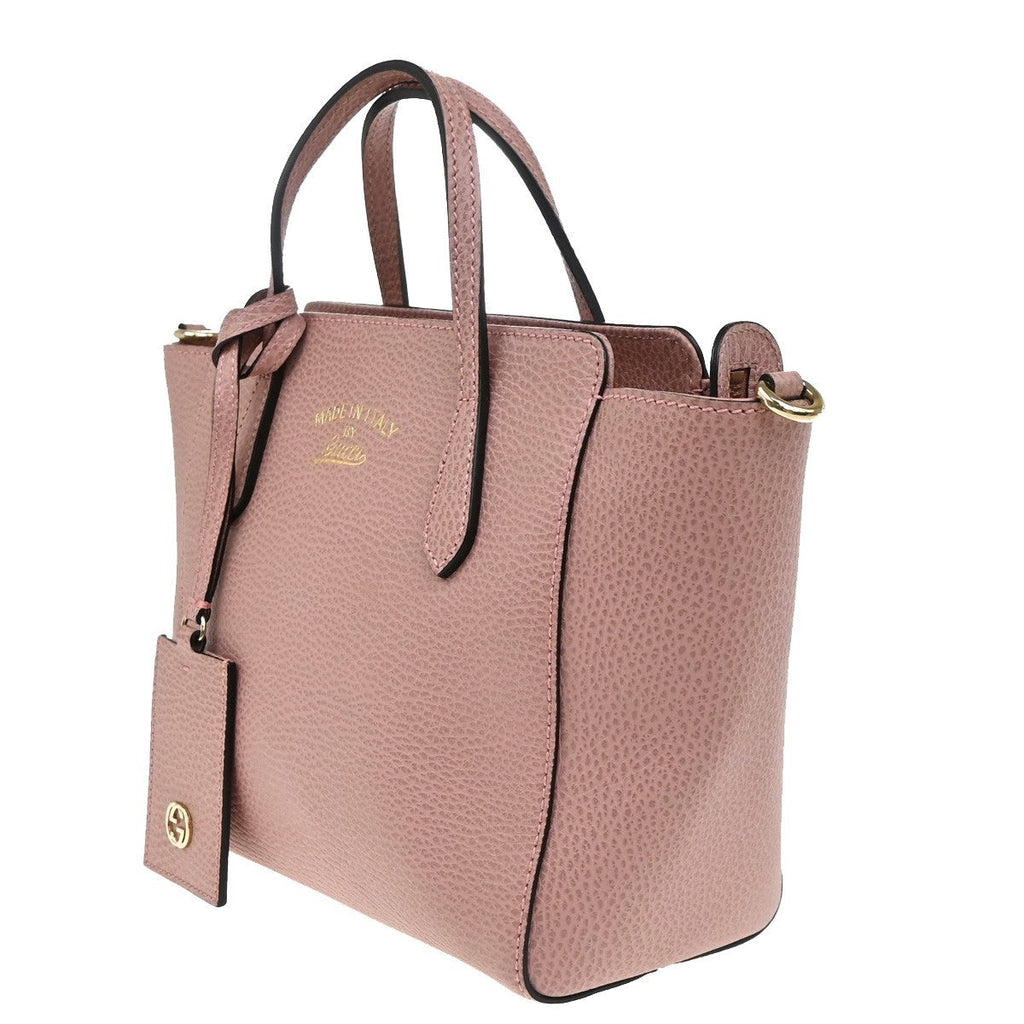 Gucci Swing Crossbody Bag Pebbled Leather Pink Leather Handbag (Authentic Pre-Loved)