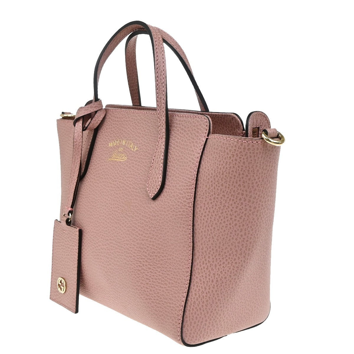 Gucci Swing Crossbody Bag Pebbled Leather Pink Leather Handbag (Authentic Pre-Loved)