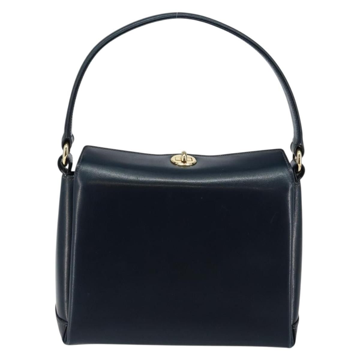 Gucci Vintage Convertible Box Crossbody Bag Leather Navy Leather Handbag (Authentic Pre-Loved)