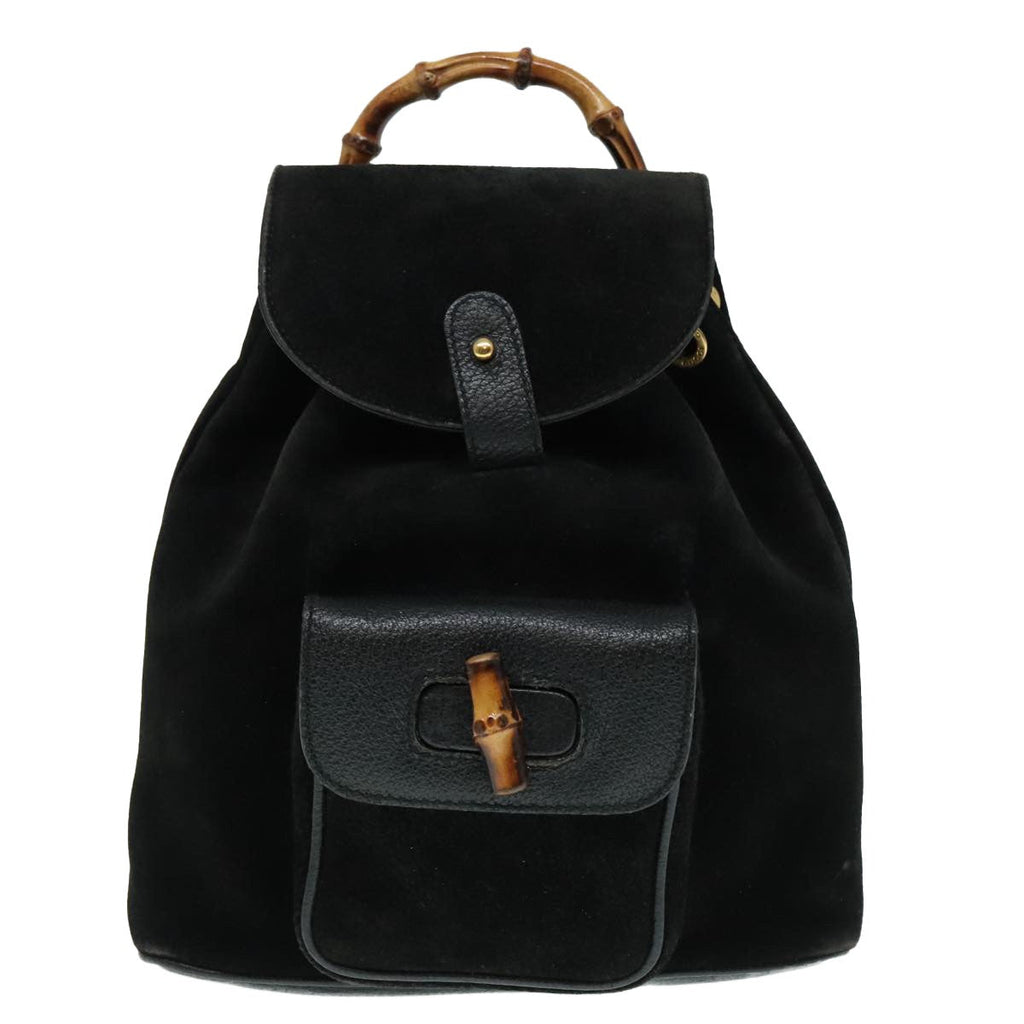 Gucci Gucci Bamboo Backpack Daim Black Suede Backpack Bag (Authentic Pre-Loved)