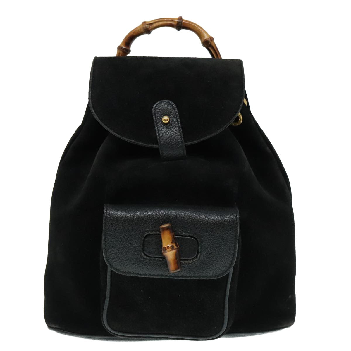 Gucci Gucci Bamboo Backpack Daim Black Suede Backpack Bag (Authentic Pre-Loved)