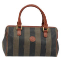 Fendi Vintage Pequin Convertible Boston Bag Coated Canvas Brown Canvas Handbag (Authentic Pre-Loved)