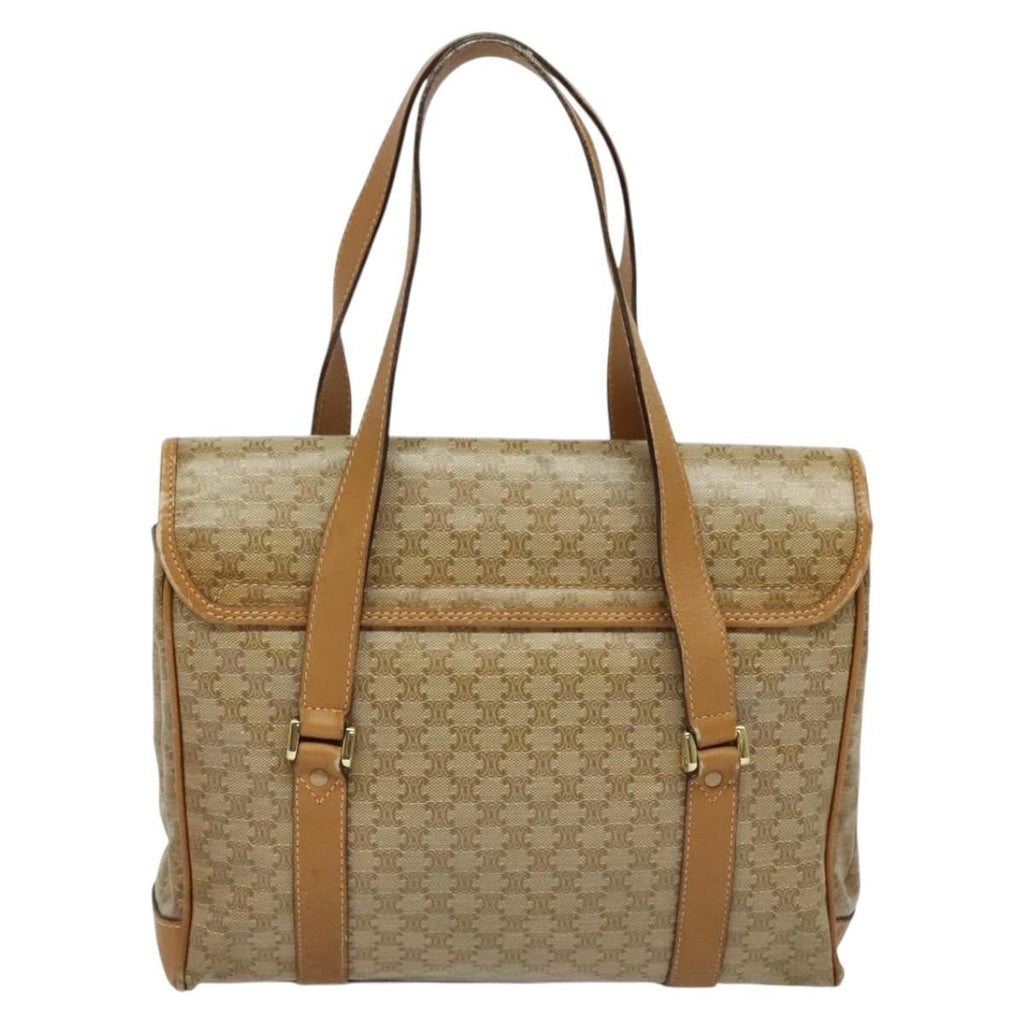 Celine Vintage Macadam Handbag Canvas Beige Canvas Bag (Authentic Pre-Loved)