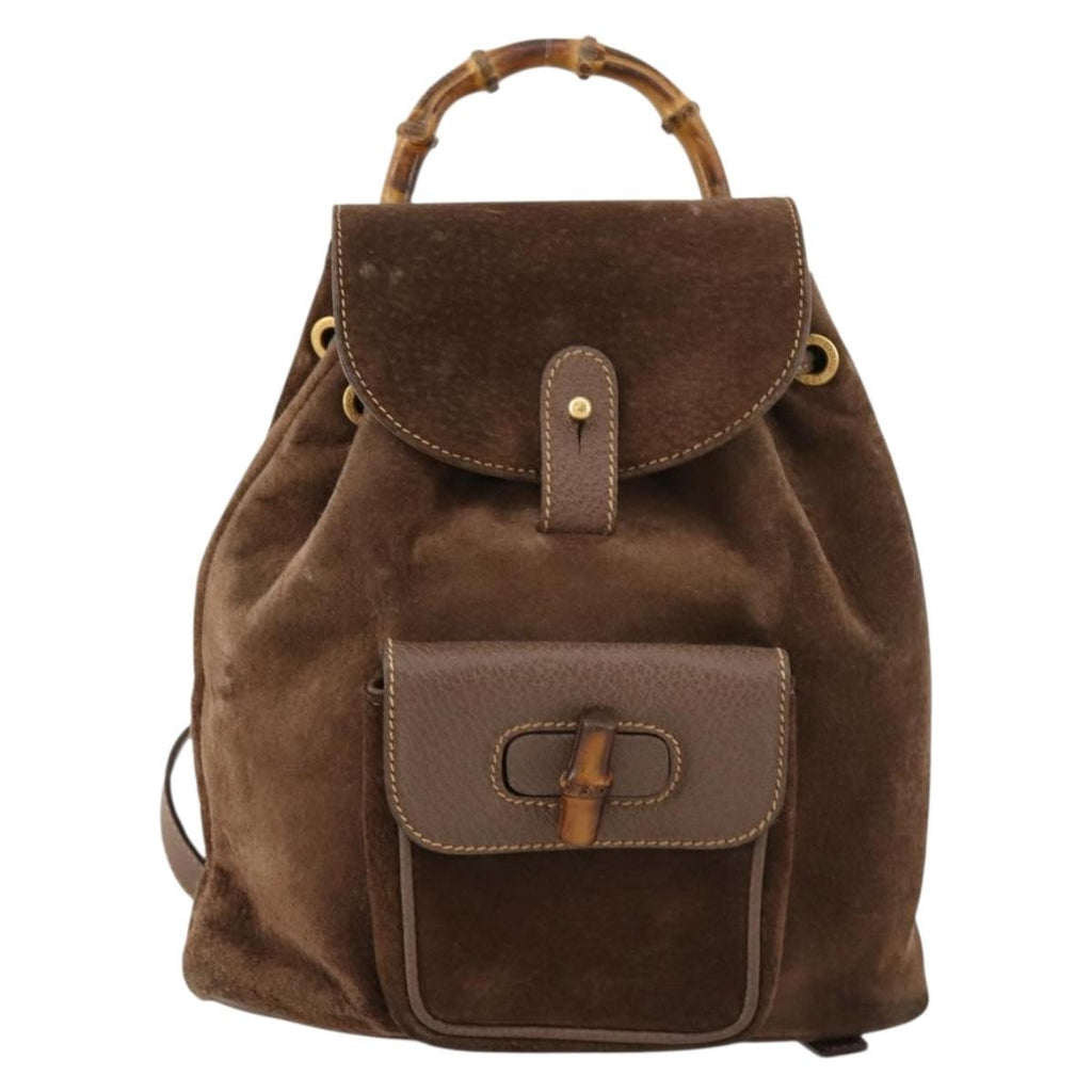 Gucci Gucci Bamboo Backpack Daim Brown Suede Backpack Bag (Authentic Pre-Loved)