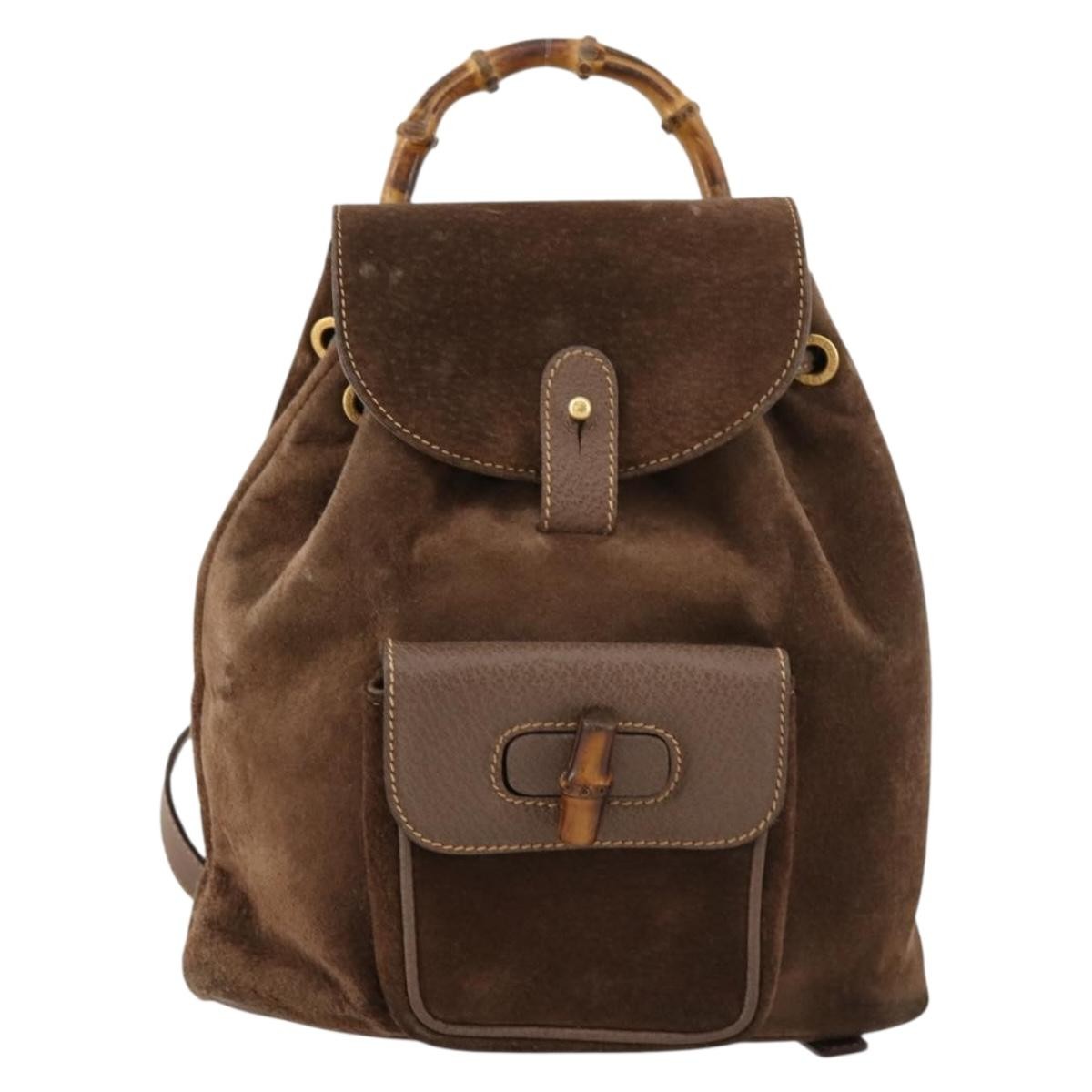 Gucci Gucci Bamboo Backpack Daim Brown Suede Backpack Bag (Authentic Pre-Loved)