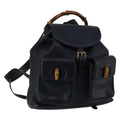 Gucci Vintage Bamboo Backpack Leather Navy Leather Backpack Bag (Authentic Pre-Loved)