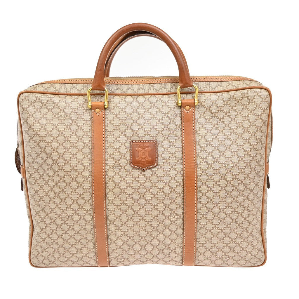 Celine Macadam Briefcase Canvas And Leather Brown Canvas Briefcase Bag (Authentic Pre-Loved)