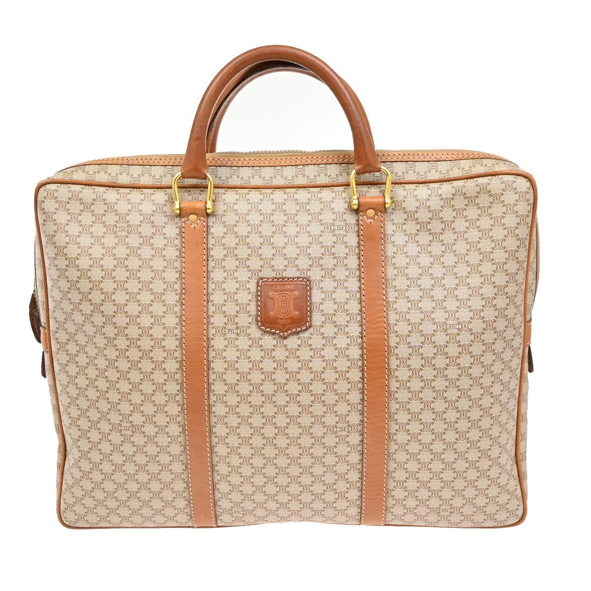 Celine Macadam Briefcase Canvas And Leather Brown Canvas Briefcase Bag (Authentic Pre-Loved)