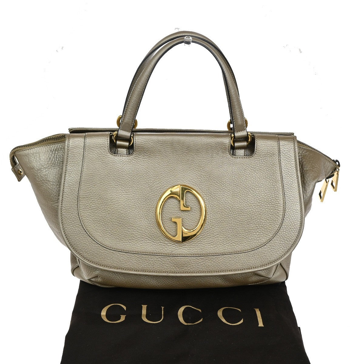 Gucci 1973 Top Handle Bag Leather Gold Leather Handbag (Pre-Loved)