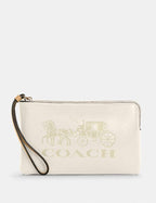 Coach Bag Vintage Vanilla Cream Zip Wristlet Horse Carriage Leather Handbag NEW