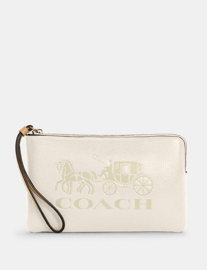 Coach Bag Vintage Vanilla Cream Zip Wristlet Horse Carriage Leather Handbag NEW