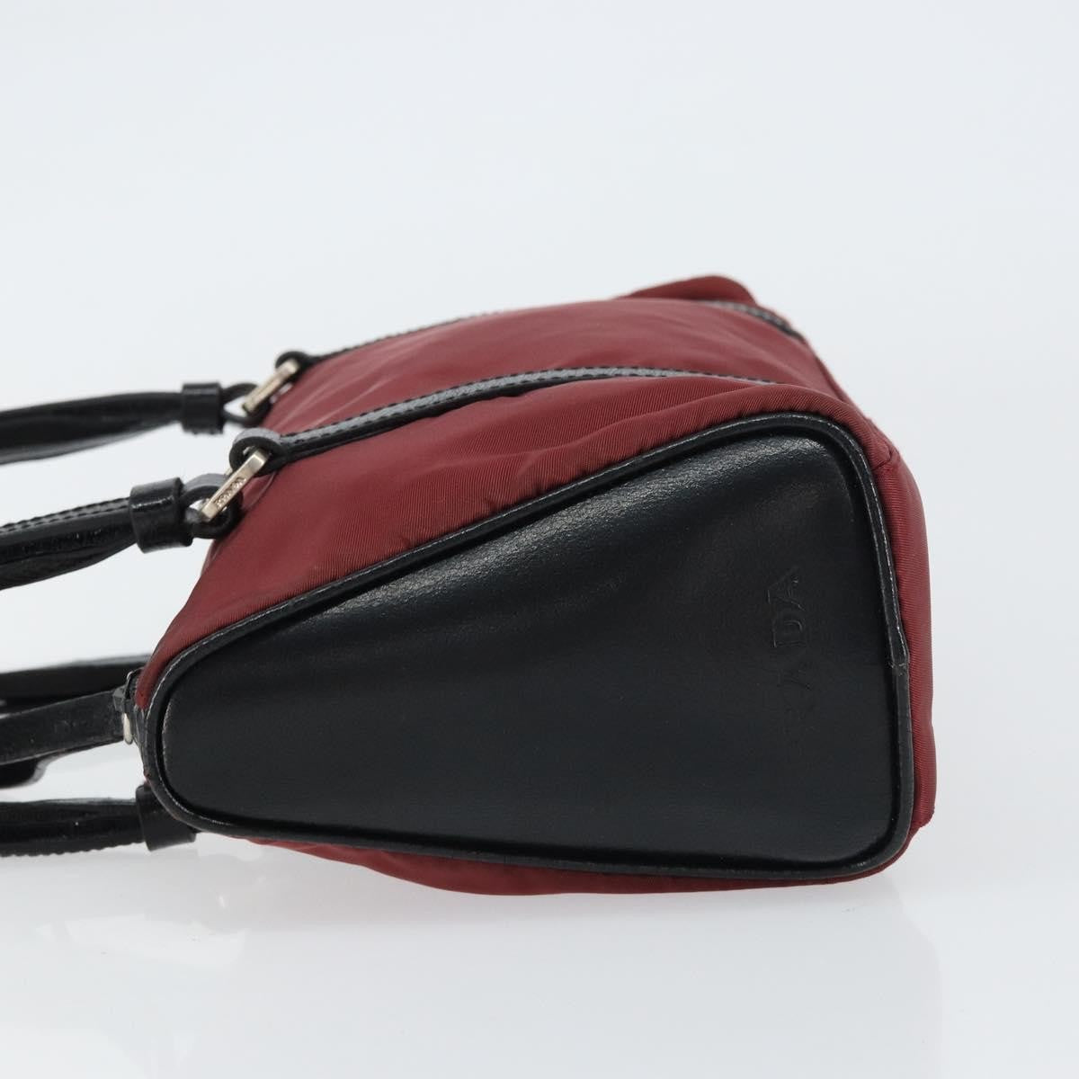 Prada Vintage Zip Handbag Tessuto Burgundy Nylon Handbag (Authentic Pre-Loved)