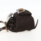 Gucci Vintage Bamboo Backpack Nylon And Patent Leather Brown Nylon Backpack Bag (Pre-Loved)