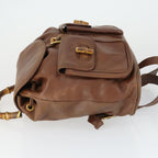 Gucci Vintage Bamboo Backpack Leather Brown Leather Backpack Bag (Authentic Pre-Loved)