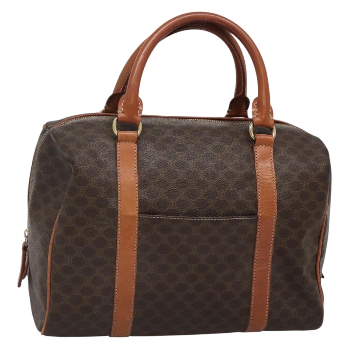 Celine Macadam Handbag Macadam With Leather Brown Canvas Bag (Authentic Pre-Loved)
