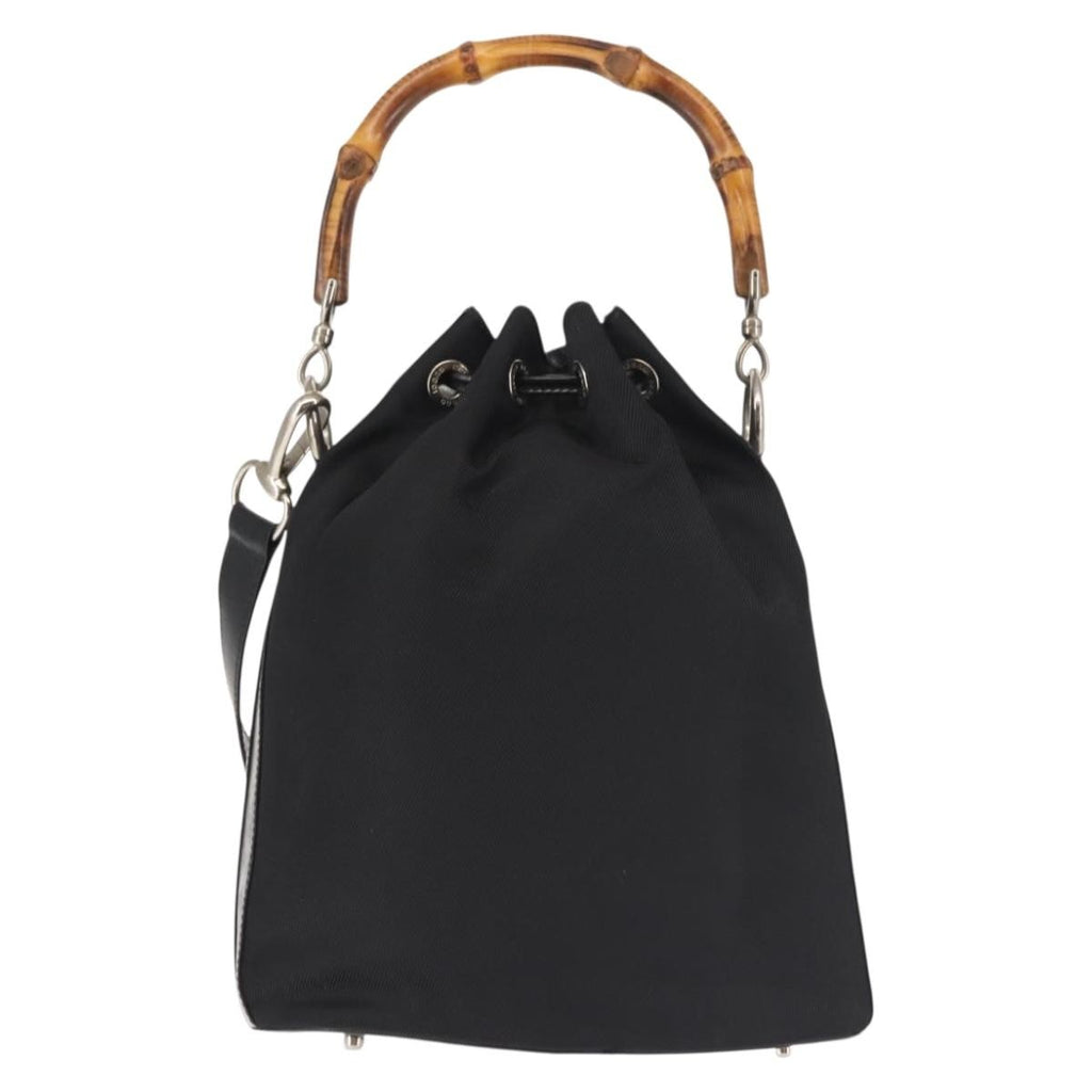 Gucci Vintage Bamboo Bucket Bag Nylon And Leather Black Nylon Bag (Authentic Pre-Loved)