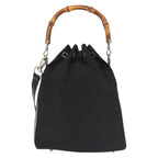Gucci Vintage Bamboo Bucket Bag Nylon And Leather Black Nylon Bag (Authentic Pre-Loved)