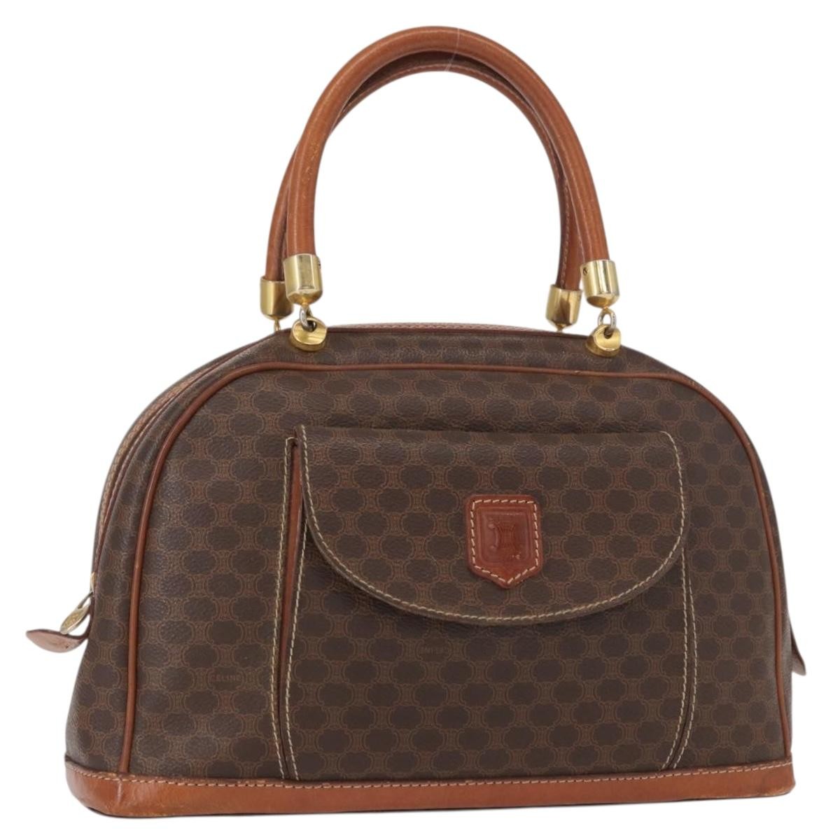 Celine Vintage Macadam Handbag Canvas And Leather Brown Canvas Handbag (Authentic Pre-Loved)