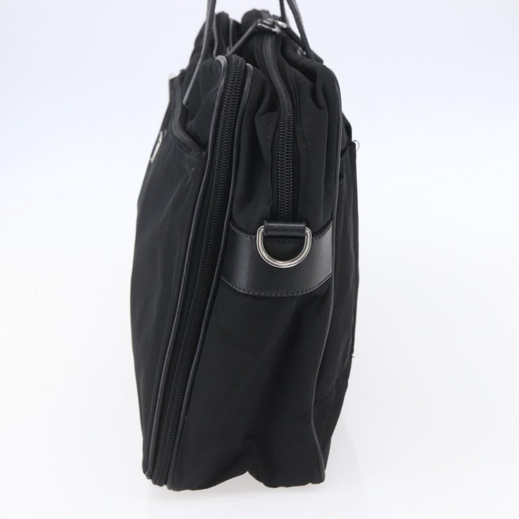 Prada Convertible Front Zip Briefcase Tessuto With Saffiano Leather Black Nylon Briefcase Bag (Authentic Pre-Loved)