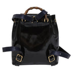Gucci Vintage Bamboo Backpack Patent Black Patent_Leather Backpack Bag (Authentic Pre-Loved)