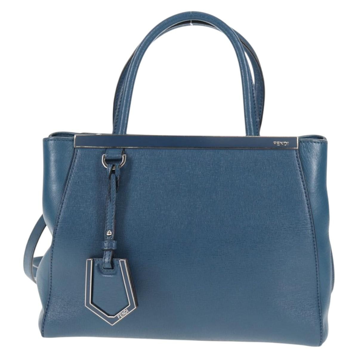 Fendi 2Jours Bag Leather Blue Leather Bag (Authentic Pre-Loved)