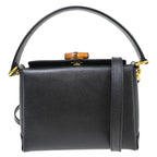 Gucci Vintage Convertible Bamboo Box Crossbody Bag Leather Black Leather Handbag (Pre-Loved)