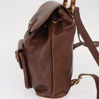 Gucci Vintage Bamboo Backpack Leather Brown Leather Backpack Bag (Authentic Pre-Loved)