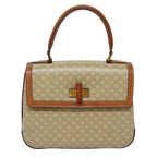 Celine Vintage Convertible Top Handle Bag Macadam Coated Canvas Beige Canvas Handbag (Authentic Pre-Loved)