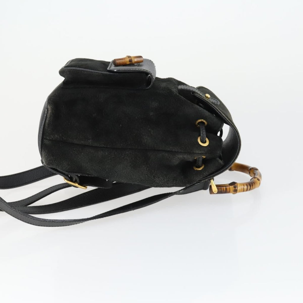 Gucci Gucci Bamboo Backpack Daim Black Suede Backpack Bag (Authentic Pre-Loved)