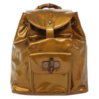 Gucci Vintage Bamboo Backpack Patent Gold Patent_Leather Bag (Authentic Pre-Loved)