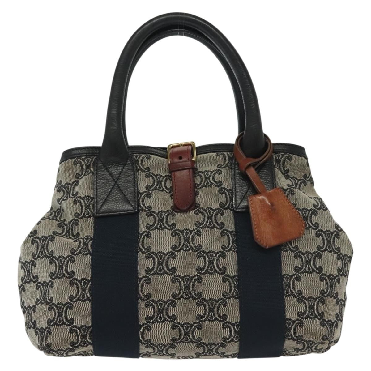 Celine Vintage Macadam Handbag Macadam Navy Canvas Bag (Authentic Pre-Loved)