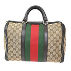 Gucci Vintage Web Boston Bag Gg Canvas Brown Canvas Handbag (Authentic Pre-Loved)