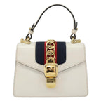 Gucci Sylvie Top Handle Bag Leather White Leather Handbag (Authentic Pre-Loved)