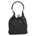 Gucci Vintage Bamboo Shoulder Bag Leather Black Leather Handbag (Authentic Pre-Loved)